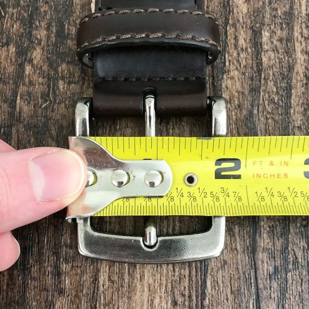 Columbia Belt Leather Trim Braided Silver Tone Buckle Mens Size 42 Brown Tan